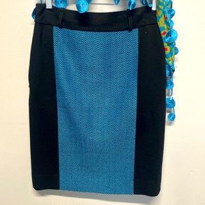 Carlisle Italian wool Ponte: pencil skirt black and turquoise